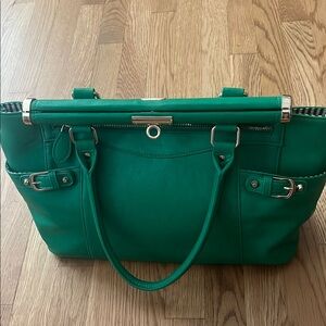 JustFab Green Leather Tote Bag